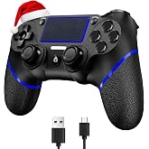 SZDILONG Wireless Controller for Ps4 Controller/Pro/Slim/PC Windows, Black | Wireless Controller for Playstation 4, Six-axis Motion Control/Stereo Headphone Jack/Touchpad/Charging Cable, Blue Black