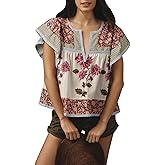 Womens Summer Floral Boho Tops Flutter Cap Short Sleeve V Neck Patchwork Y2K Peplum Babydoll Blouse Shirts