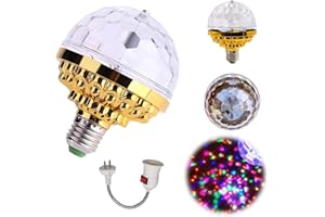 Pousbo Colorful Rotating Ball Light, 2023 New Led Disco Ball Colorful Rotating Bulb, Premium Party Lights Disco Light Bulb with Sockets, LED RGB Strobe Party Lamp Bulb (Golden B)