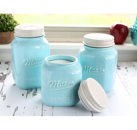 Mason Craft More Airtight Kitchen Food Storage Clear Glass Pop Up Lid Canister 2 Pack Of 2 2 Liter Tilted Canister Set Amazon Sg Home