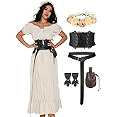 GERVAISE Womens Renaissance Costume Medieval Fairy Dress Victorian Irish Outfits 7pcs