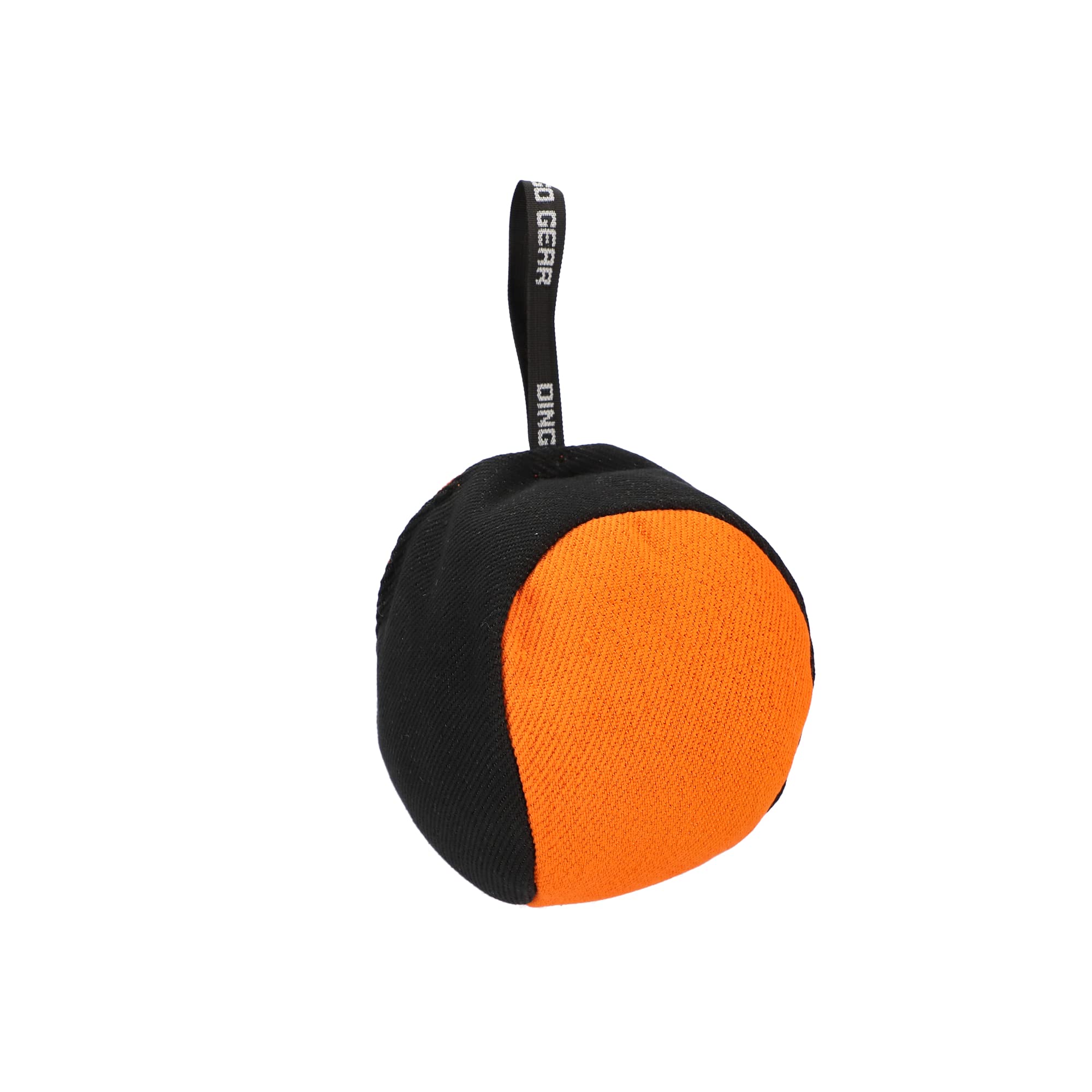 Dingo Gear Training Toy Ball 19 cm Black/Orange with Handle French Material Nylcott Training Game Apport IGP Obedience S02800