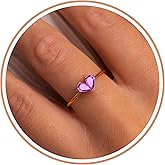 Birthstone Rings for Women, Valentines Day Gifts for Teens Her Non Tarnish Gold Rings Mothers Day Gift Birthday Gifts for Teen Girls Dainty 14K Plated Adjustable CZ Stacking Promise Ring Anniversary Jewelry for Friend Sister Girlfriend Mom