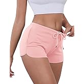 IECCP Sweat Shorts Women Comfy Workout Athletic Dolphin Shorts Low Rise Lounge Pajama Mini Shorts with Drawstring and Pockets