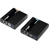 gofanco 1080p HDMI USB KVM Extender Over Cat6/7 Cable (KVMHDExt70) | Up to 230ft/70m, 2x USB 2.0 Keyboard/Mouse, Near Zero Latency, HDMI Loopout, Lightning/Surge/ESD Protection