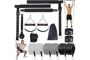 Bbtops Pilates Bar Kit with Resistance Bands,3-Section Pilates Bar with Stackable Bands Workout Equipment for Legs,Hip,Waist and Arm,Exercise Fitness Equipment for Women & Men Home Gym Yoga Pilates