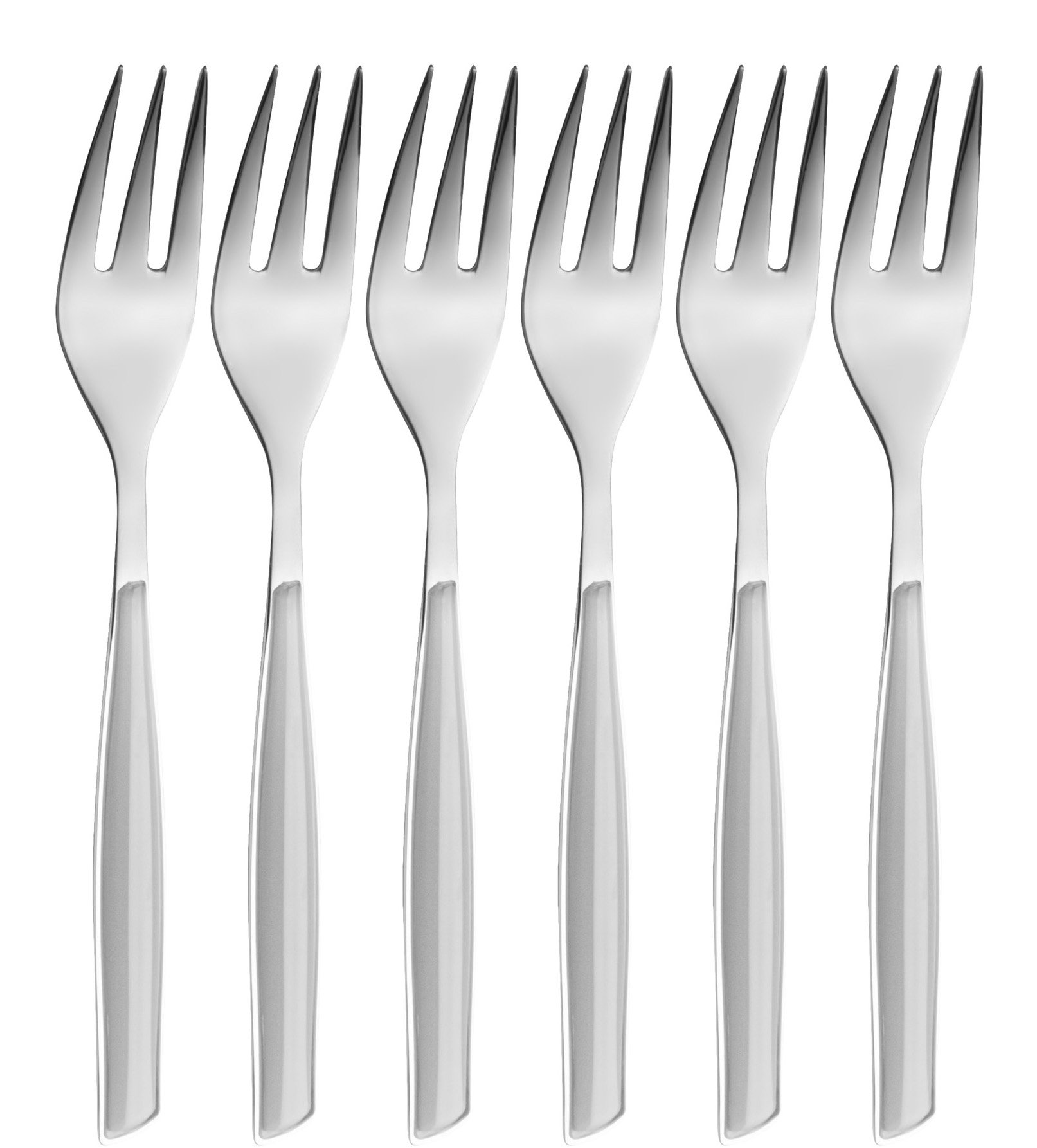 BUGATTI, Glamour, Set of 6 Dessert Forks in 18/10 Stainless Steel and GRAY handle, Packed in Gift Box, Dishwasher safe