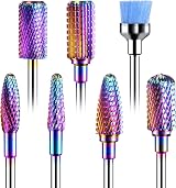 MelodySusie Nail Drill Bits Set Carbide 3/32 Inches 7pcs Rainbow Professional