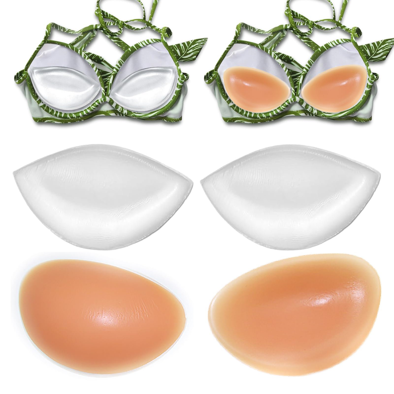 Photo 1 of JULZYTH Silicone Bra Pads Inserts, Non-Stick Bra Filling Pads, Removable Fake Breasts Bra Fillers Enhancers, Breast Enlargement Pads, 2 Pairs