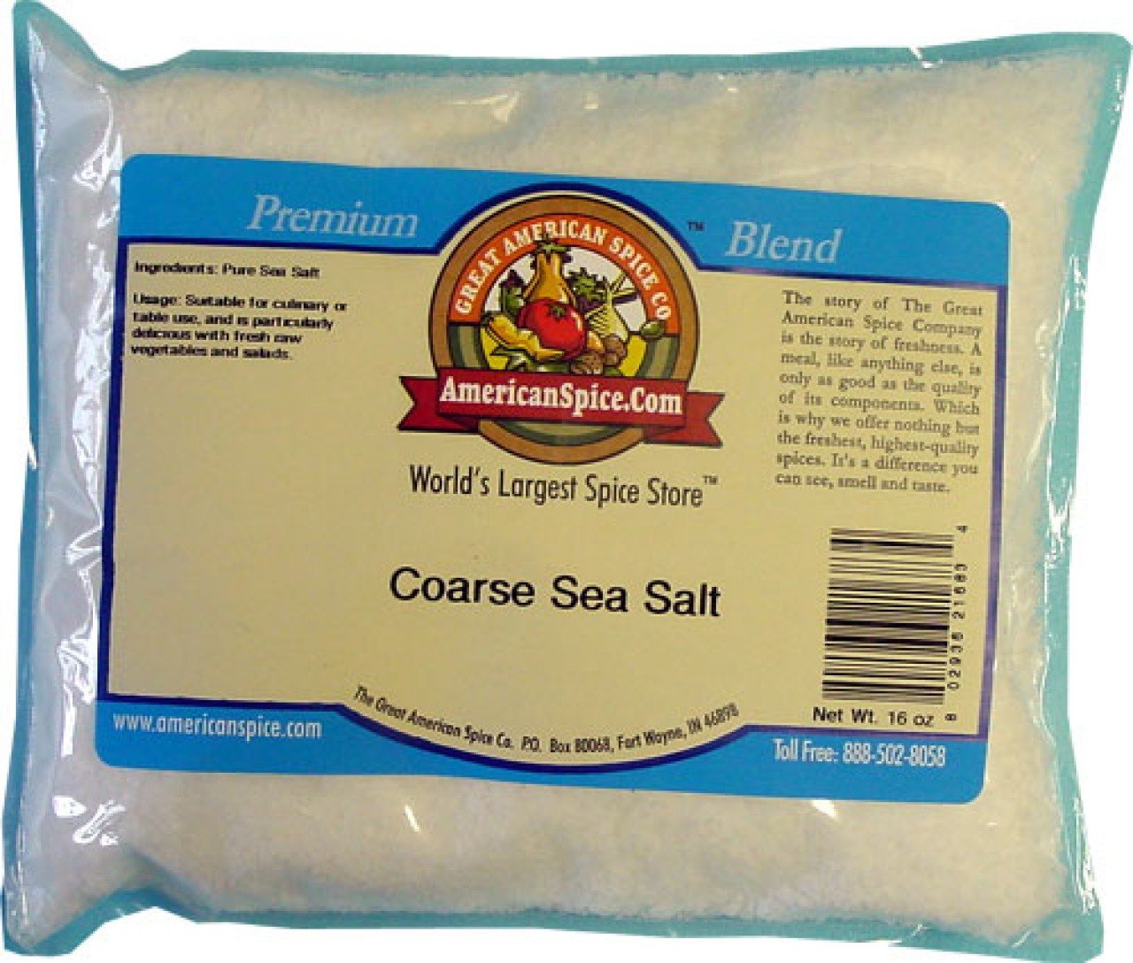 Coarse Sea Salt, Bulk, 16 oz Grocery & Gourmet Food