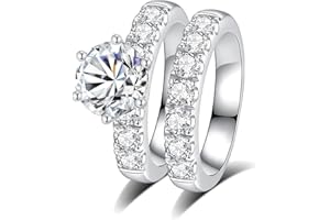 JIEKAYUAN Moissanite Rings for Women Moissanite Bridal Ring Sets Wedding Band D Color VVS1 Round Cut S925 Sterling Silver Engagement Ring Anniversary Wedding Valentines