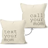 Liosei Call Text Your Mom Reversible Linen Throw Pillow Cover 18 x 18 Inch, Classroom Pillow Covers, Graduation Gifts for College Dorm Decor, Freshman Gift Throw Pillow Covers (White)
