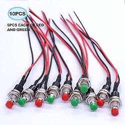 Twidec/10Pcs 1A 250V AC 2 Pins SPST Red and Green