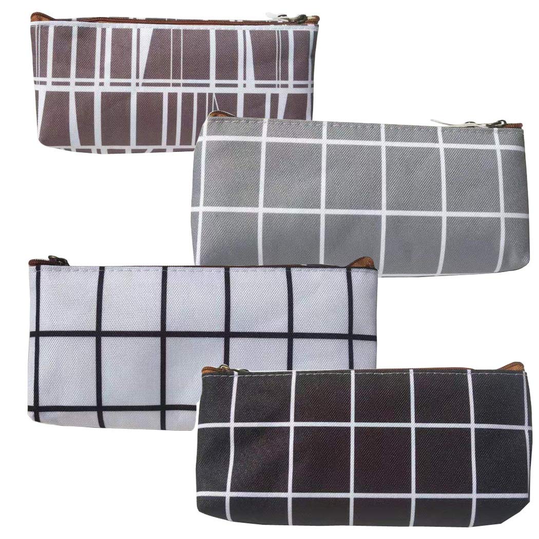 SIPLIV Creative Striped Canvas Pencil Case Stationery Pouch Cosmetic Case Ideal Desk Accessory 4 Pcs A set