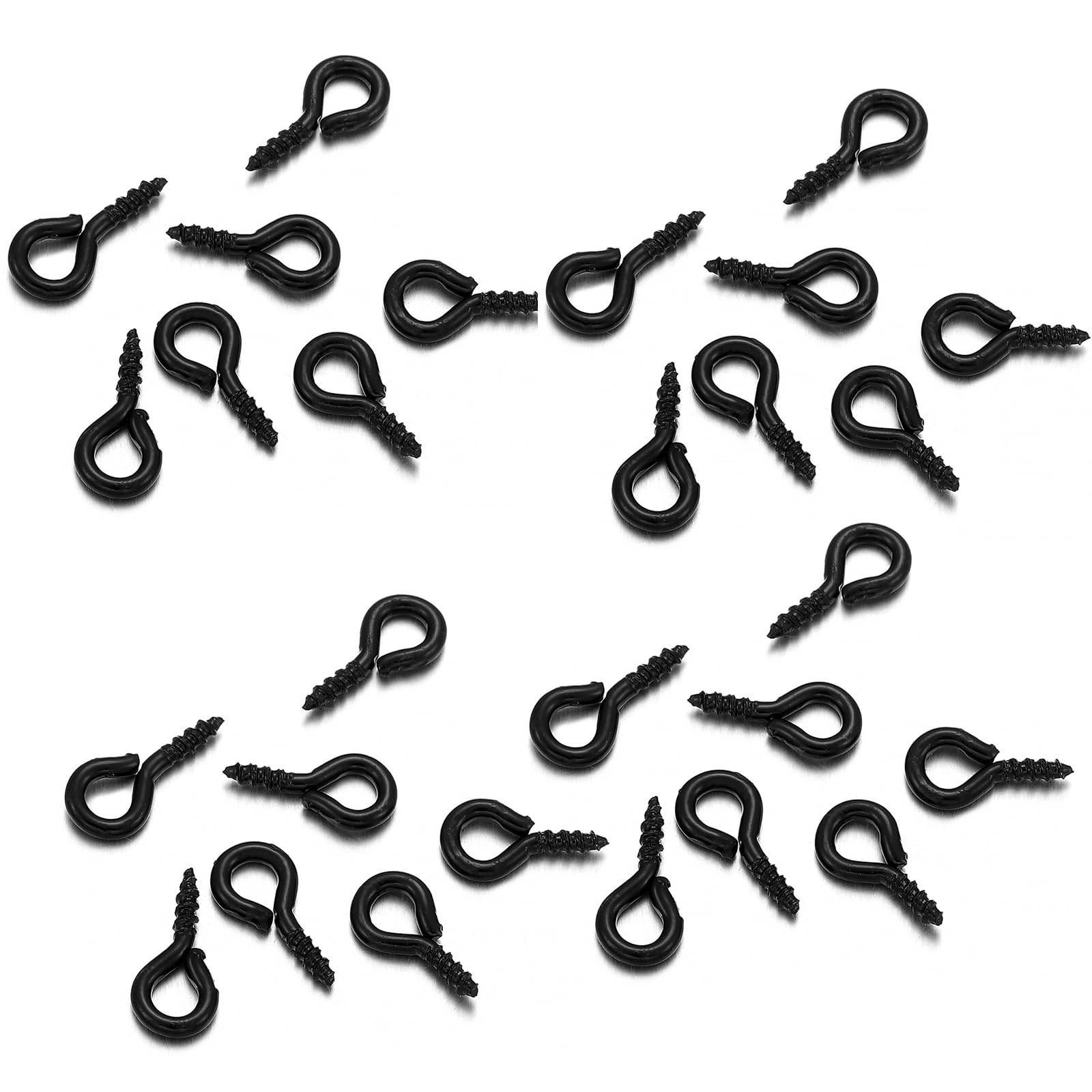 Globellapro 400pcs Black Screw Eye Pins Hooks, 6*13mm Mini Metal Goat's Eye Screws, Eye Bolts Screws