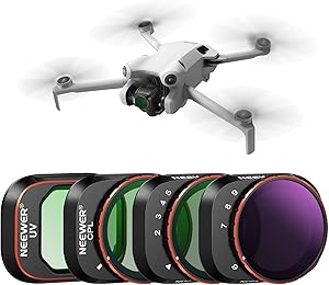NEEWER Variable ND Filter Set kompatibel mit DJI Mini 4 Pro, 4 Pack ND2-ND3 (1-5Blendenstufen)/ND64-ND512(6-9Blendenstufen) VND/CPL/UV Filter Drohne Objektiv Zubehör, optisches HD Glas/Aluminiumrahmen