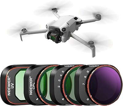 NEEWER Variable ND Filter Set kompatibel mit DJI Mini 4 Pro, 4 Pack ND2-ND3 (1-5Blendenstufen)/ND64-ND512(6-9Blendenstufen) VND/CPL/UV Filter Drohne Objektiv Zubehör, optisches HD Glas/Aluminiumrahmen