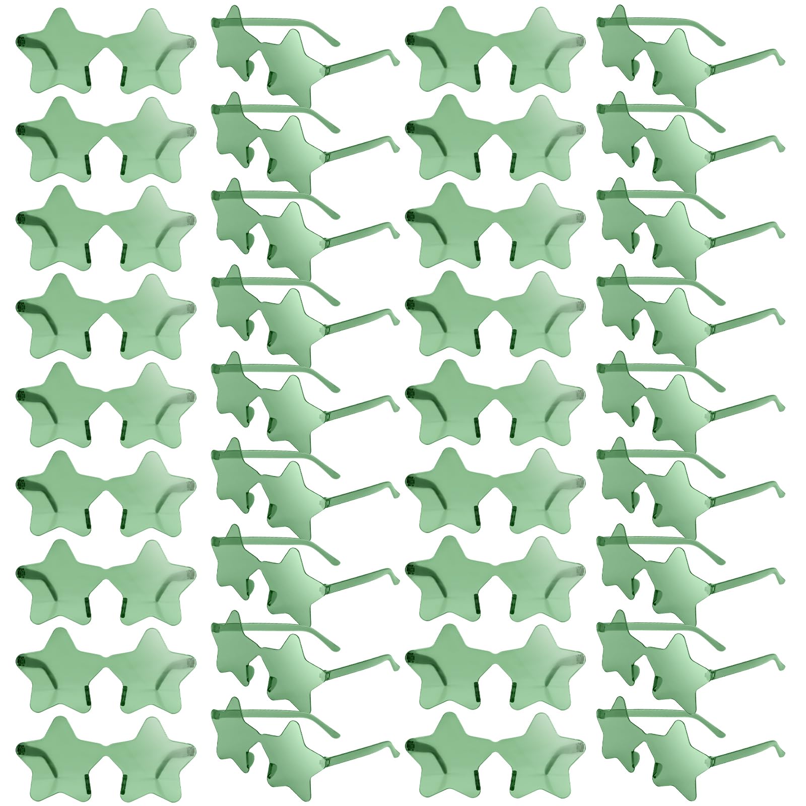 NACHLYNN Rimless Star Shaped Sunglasses Pentagram Glasses Transparent Sunglasses Valentine Day Party Favor (36, Green)