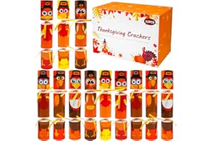 UMEELR 12 Pack Thanksgiving Party Favors Game Cracker, Turkey Design Non-Snap Cracker Poppers with Hat Joke & Gifts, Fall Thanksgiving Party Games Prize