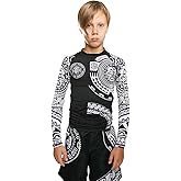 Hardcore Training Kids Rash Guard Compression Base Layer Tights No Gi BJJ Fitness Workout Running Boxing 10 Years Black White