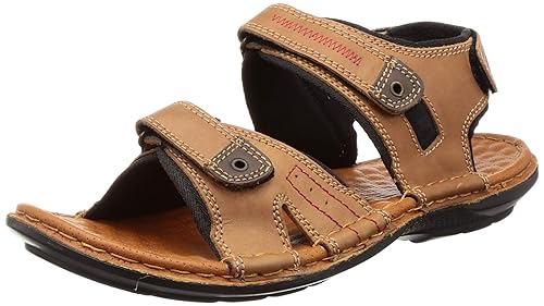 red tape men's tan leather sandals