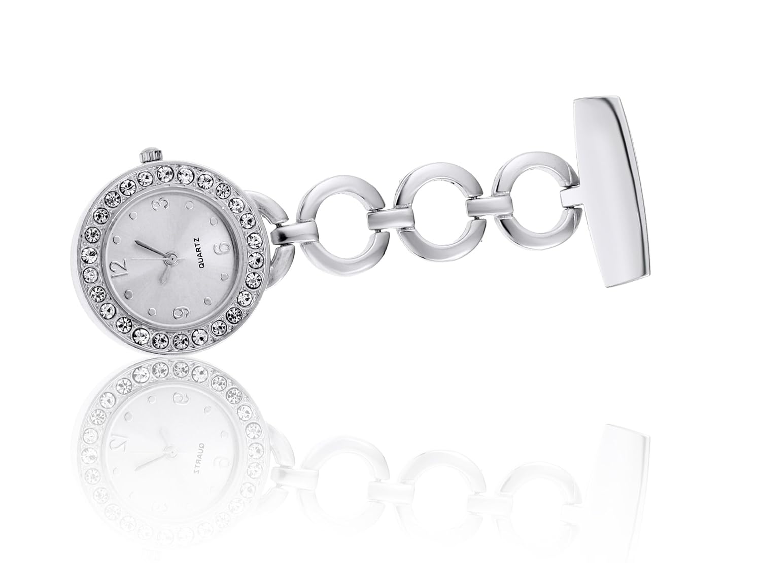 Lapel Pin Pocket Watch Crystal Diamond Fashion Ladies Fob WatchSilver Amazon.co.uk Watches