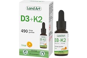 Certified Organic Vitamin D3 & K2 (MK7-Natto) - 490 Drops- Support Your Bones, Immune System - Non-GMO - Gluten Free - Made i