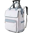 Rolling Backpack for Women, Travel Rolling Laptop Backpack with Wheels, Vertical & Horizontal Storage 2 In 1, Flip-Top Design, Water-Resistant Overnight College Underseat Carry on Luggage, Grey