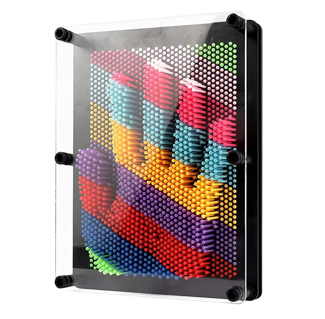 Xsltkby 3D Pin Art Board Toy - Large Size Classic Pin Impression Desk Toys Sculpture for Children Adults 6 x 8 inches (Colorful Plastic)