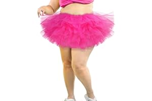 Shihanee 5 Layers Plus Size Tutu Skirt Women Adult Classic Elastic Halloween Tutu Tulle Skirt Short Lady 80's Dance