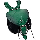 Leather Belt Pouch Medieval Vintage Renaissance Viking LARP Cosplay Costumes Drawstring Coin Purse Phone Holder Waist Bag (Leaf Black)