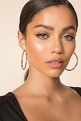 Thick Rose Gold Hoop Earrings For Women Sterling