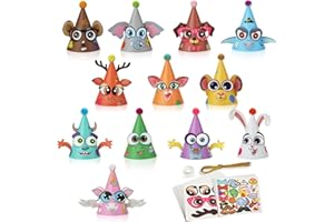 Leyzan Party Hats Birthday Crafts for Kids Activities Kit Make Your Own Animal Monster Paper Fun Hat Party Favor Gifts for Christmas Fiesta New Year