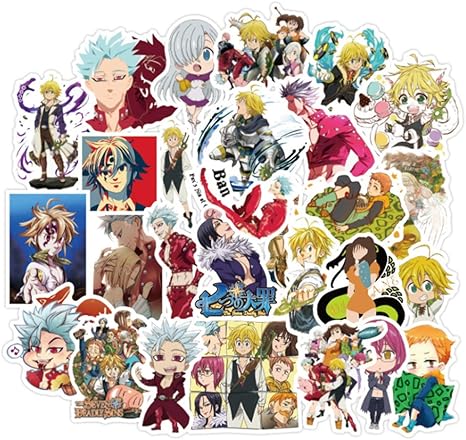 Amazon 七つの大罪 ステッカー シール 50枚 アニメ ラップトップ荷物スケートボードウォーターボトルステッカー防水ステッカーデカール自転車バンパースノーボードステッカーを飾る 七つの大罪 50枚 アニメ 萌えグッズ 通販