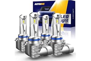 AUTOONE 9005 9006 Light Bulbs Combo, Super Bright 6000K Cool White, 1:1 Mini Halogen Size 9005 HB3 & 9006 HB4 Accessory Fog Light, Non-Polarity Plug and Play, Pack of 4