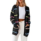 Sidefeel Cardigan Sweaters for Women Lightweight Striped 2025 Long Sleeve Open Front Loose Knit Sweaters Clothes