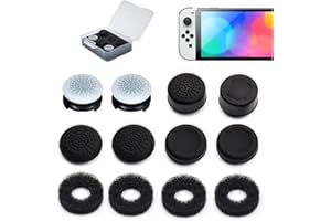 ZHI-NYLLDJS FPS Thumb Grips Set for Nintendo Switch/OLED/Lite,for Nintendo Switch Joystick Caps,Silicone Analog Stick Caps for Switch Joycon,Assist Motion Rings,Thumb Grip Caps (White&Black)