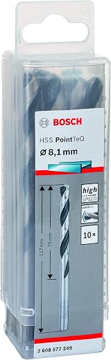 Bosch PointTeQ 10pc HSS Twist Drill Bit 8.1 x 75 x 117 mm Metal