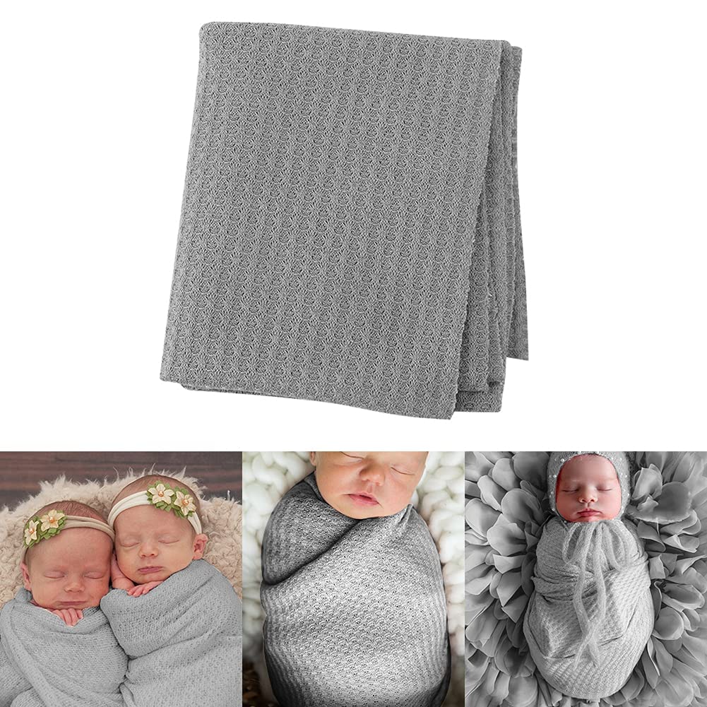 Uposao Baby Newborn Photo Props Wraps, Newborn Photo Shooting Wrap Baby Blanket for Boys and Girls Newborn Wrap Baby Photo Shooting Knit Wrap Blanket Baby Photography Props Blanket Wraps, Grey