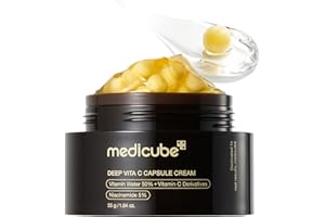 medicube Deep Vitamin C Golden Capsule Face Moisturizer - Liposome Capsules For Wrinkles, Skin Radiance - Transparent Gel for Glow Hydration - Korean Skin Care 1.94 oz