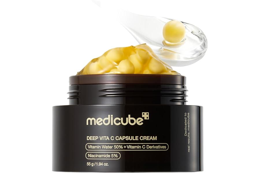 medicube Deep Vitamin C Golden Capsule Face Moisturizer – Liposome Capsules For Wrinkles, Skin Radiance – Transparent Gel for Glow Hydration – Korean Skin Care 1.94 oz