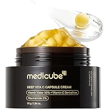 medicube Deep Vitamin C Golden Capsule Face Moisturizer - Liposome Capsules For Wrinkles, Skin Radiance - Transparent Gel for