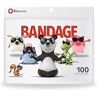 BioSwiss Novelty Bandages Self-Adhesive Funny First Aid, Novelty Gag Gift 100pcs (100 Count Assorted Furry Friends)