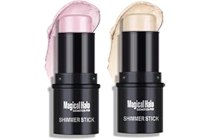 Ownest 2 Colors Highlighter Stick, Shimmer Glow Cream Highlighter for Face & Body, Subtle Shimmer Face Illuminator, Buildable, Blendable, Smooth Hydrating Radiance Balm, for All Skin Types