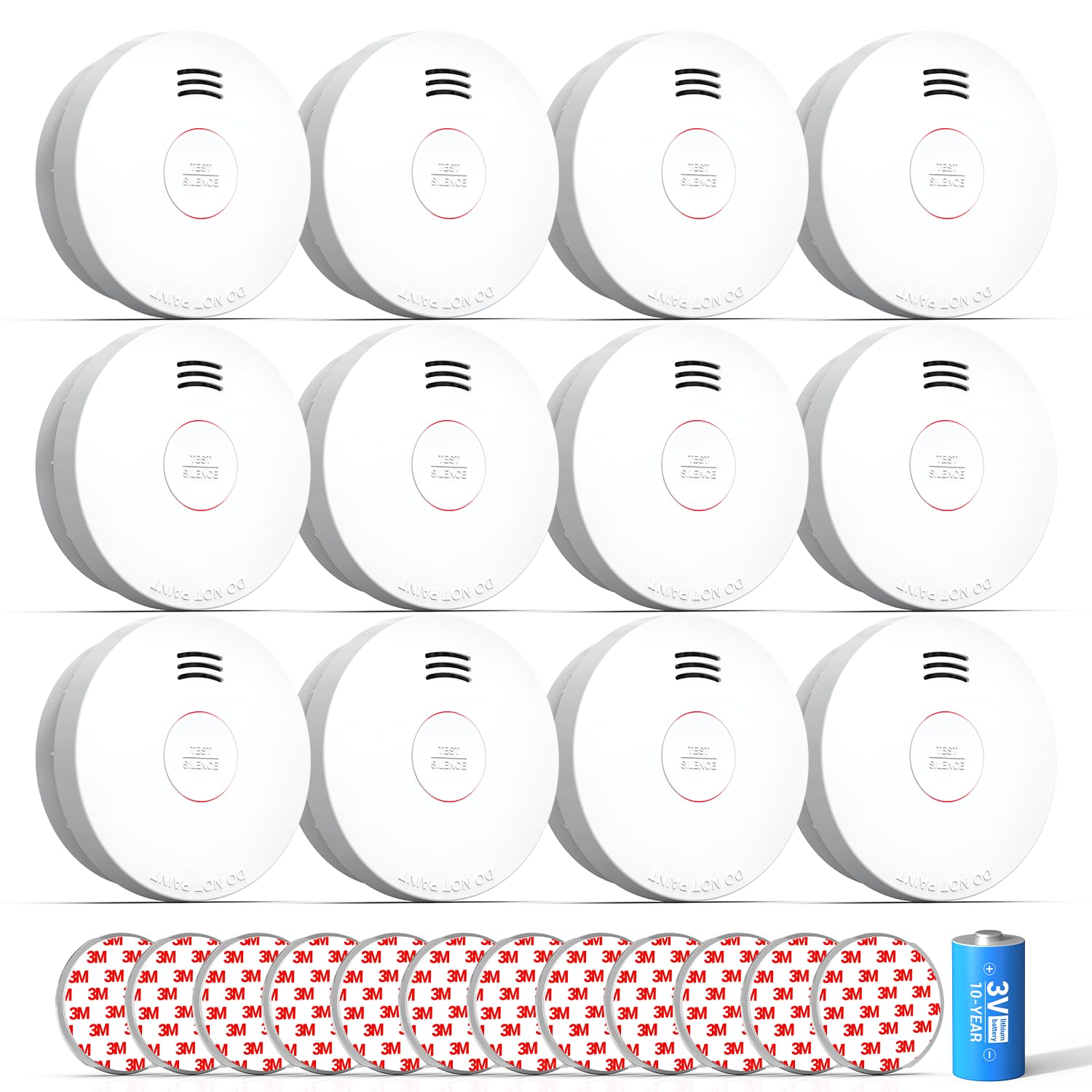 Photo 1 of Siterwell  Detector, Smoke Detector 10 Year Battery with Photoelectric Sensor, Fire Alarm with Low Battery and Fault Warning for House and Bedroom, UL217-9th Listed, GS525A, 12 Packs