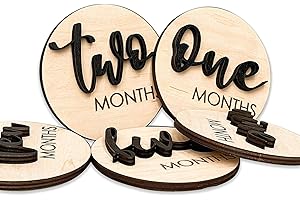 OENIZI Baby Monthly Milestone, Wooden Baby Milestone Signs, Monthly Milestone Wood Discs, Baby Milestone Discs (S001)