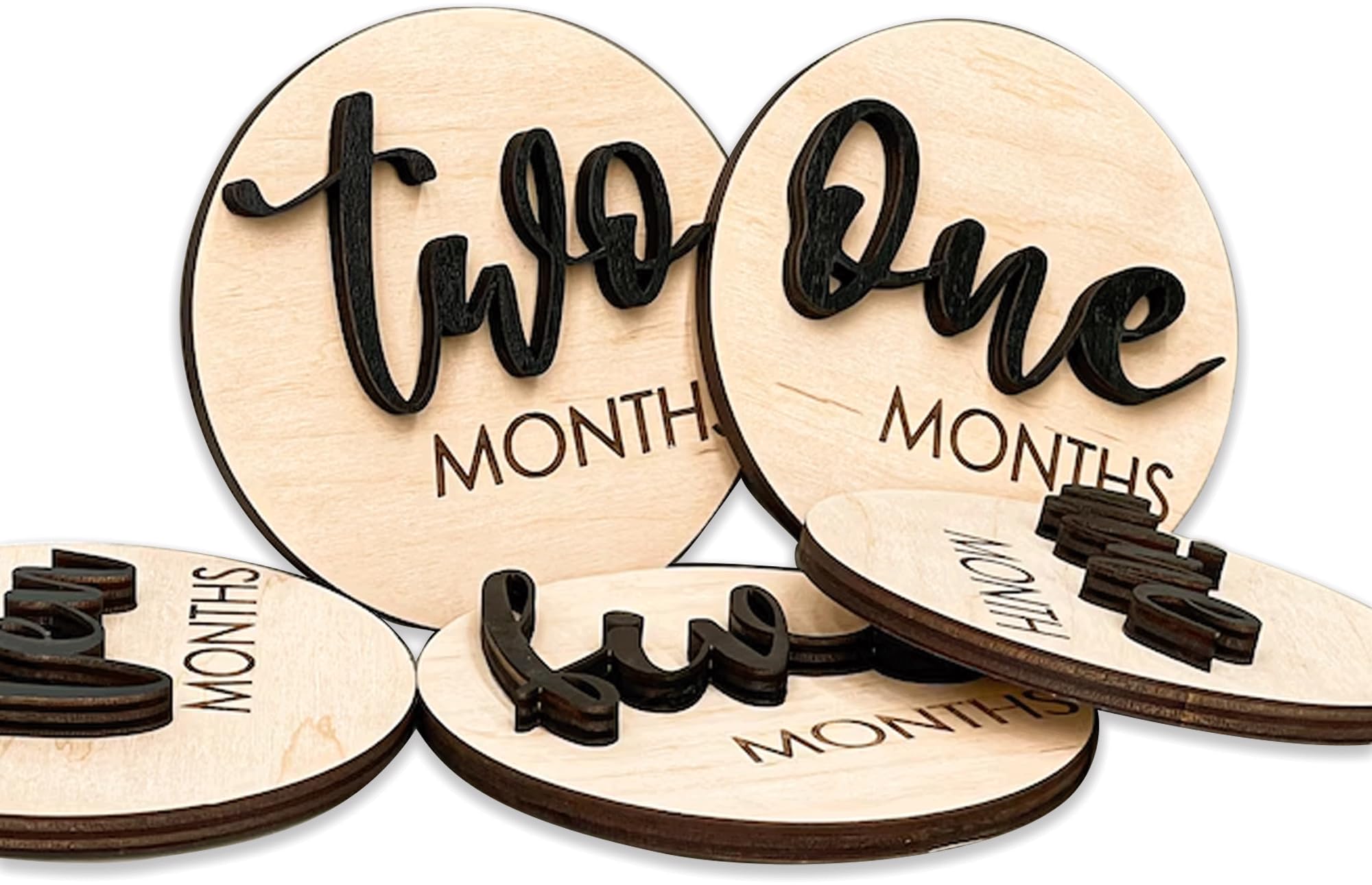 Photo 1 of Baby Monthly Milestone, Wooden Baby Milestone Signs, Monthly Milestone Wood Discs, Baby Milestone Discs (S001)
