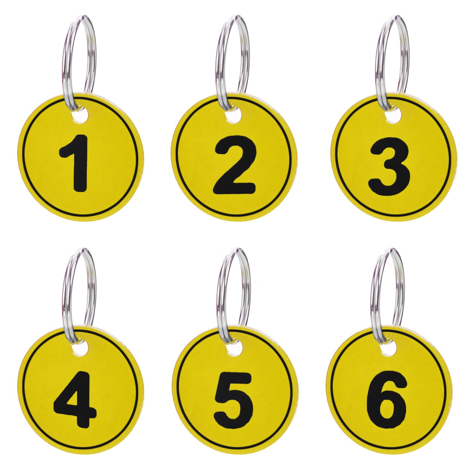 Aspire 1-50 Plastic Numbered Key Fobs Yellow Round Numbered Key Tags ID Number Tags with Key Ring