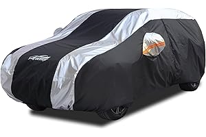 ALTOCOVER SUV Car Cover Waterproof All Weather Protection with Silver Stripe Design,Universal Fit Toyota RAV4, Honda CRV, Tesla Model Y, Audi Q5, Nissan Rogue, Mazda CX-5, Kia Sorento,Hyundai Sante Fe