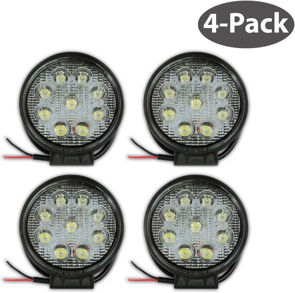 AutoLink LED 27W High Power Work Light Lamp (4-Pack) - For Off Road, Truck, Boat, ATV, Tractor, 4x4, Construction, and More - Super Bright 2150 Lumen Waterproof Spot Work Light, 30000 Hour Life